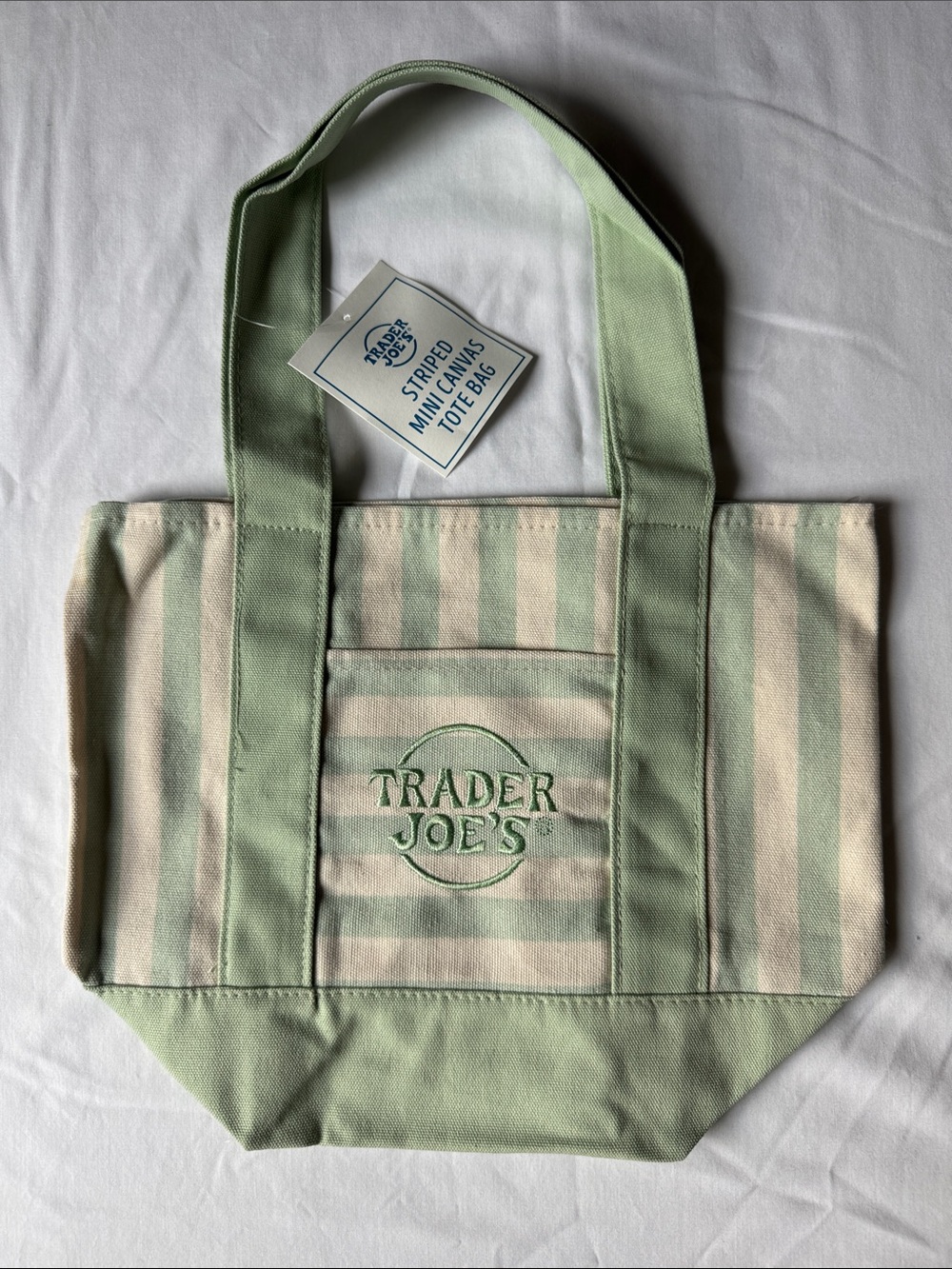 Trader Joe’s NWT Mini Tote Bag, Summer 2026 Limited Release - Green Stripes